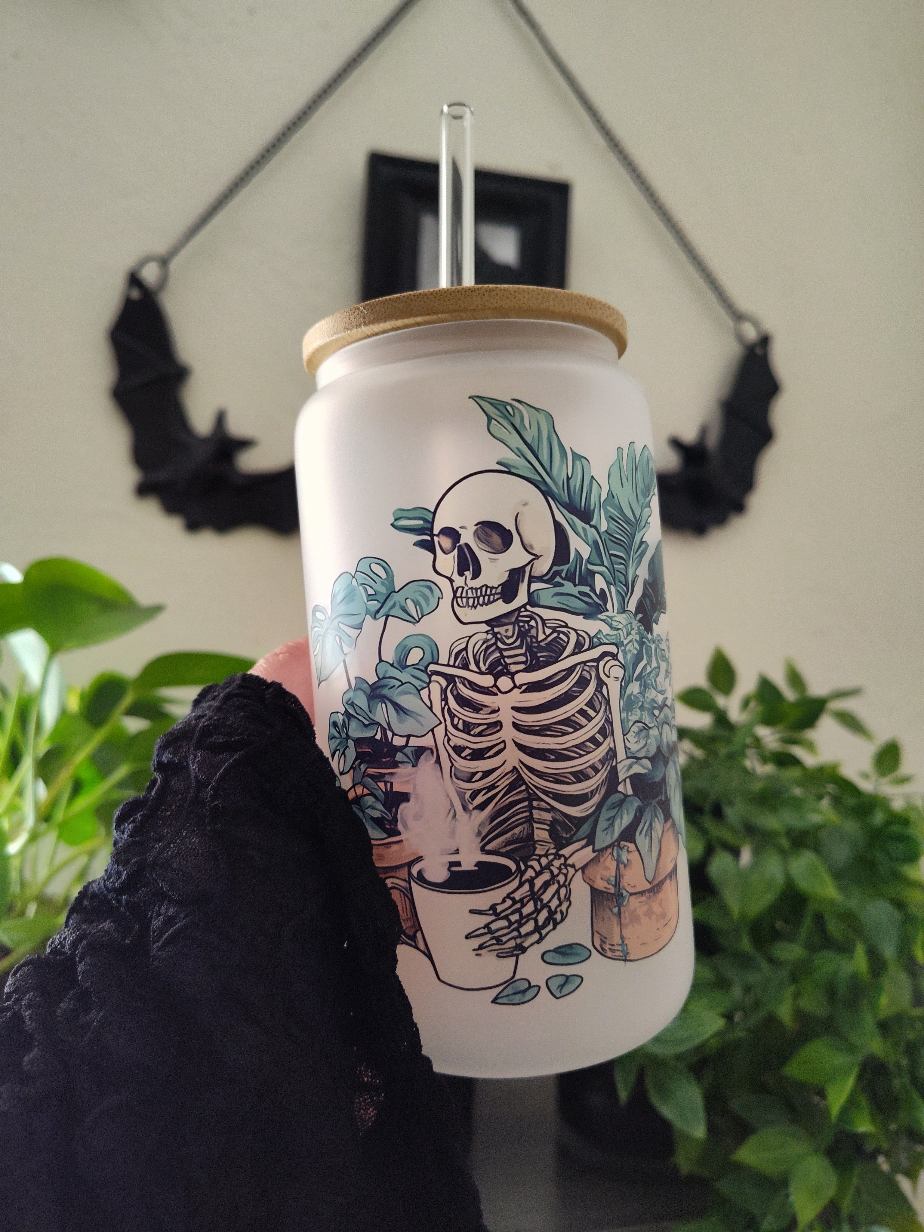 Planter Skellie 💀🌿 | 16oz Glass Cup