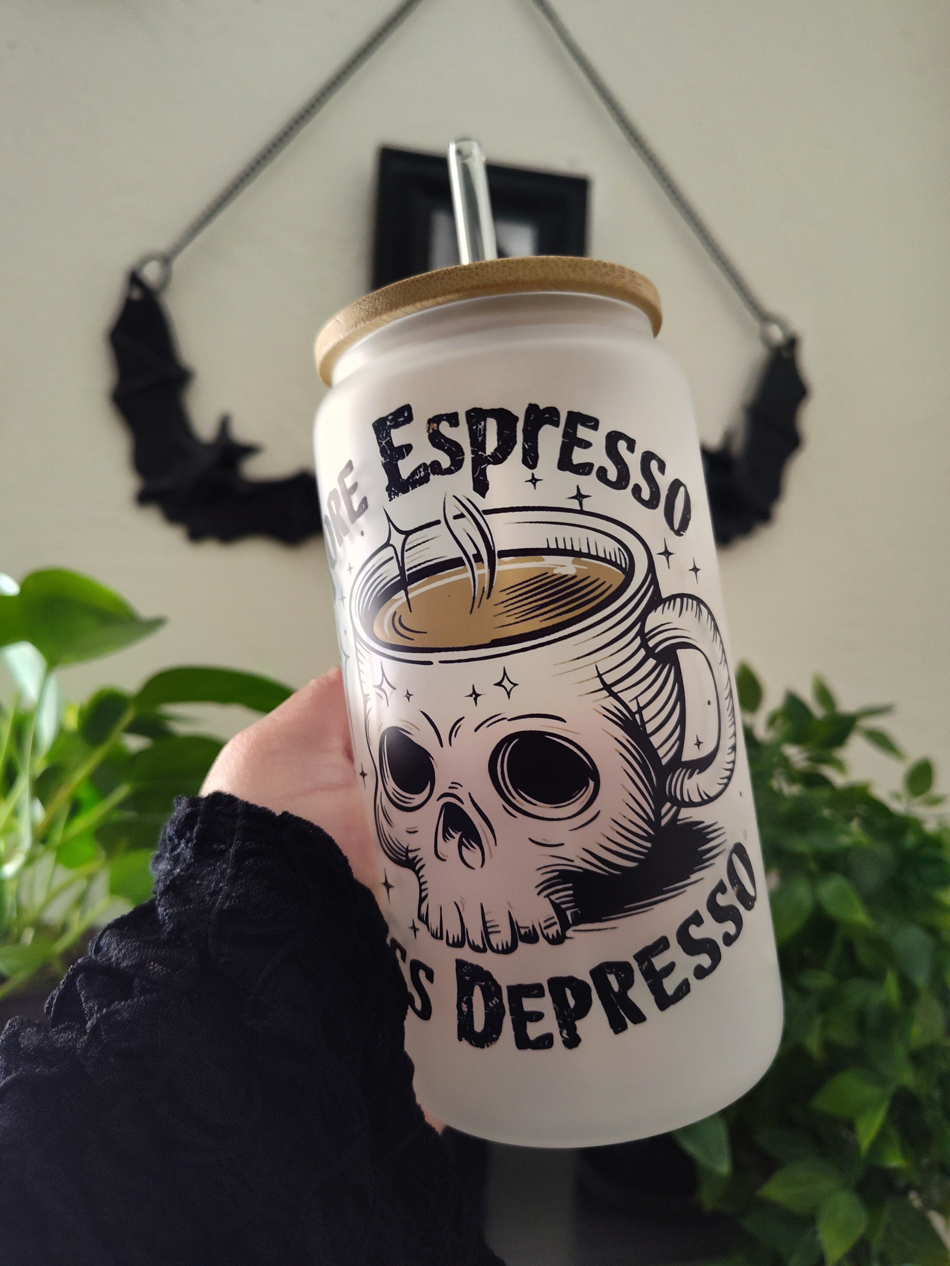 More Espresso Less Depresso 💀 | 16oz Glass Cup