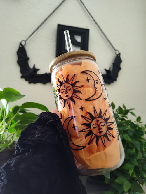 Celestial Sun & Moon | 16oz Glass Cup