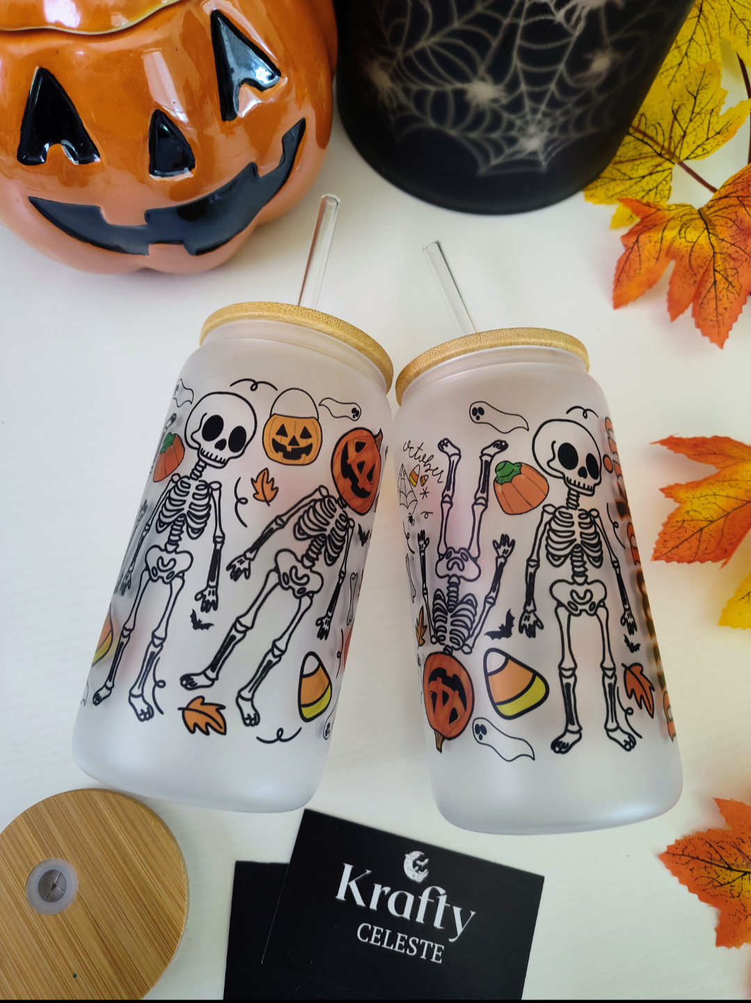 Halloween Season Skellie | 16oz Glass Cup