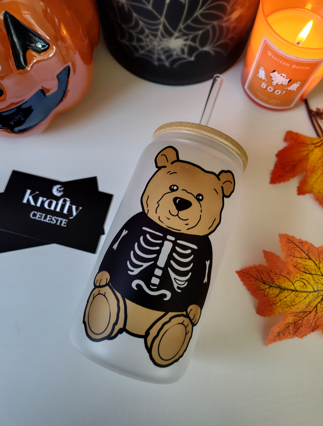 Skellie Teddy | 16oz Glass Cup