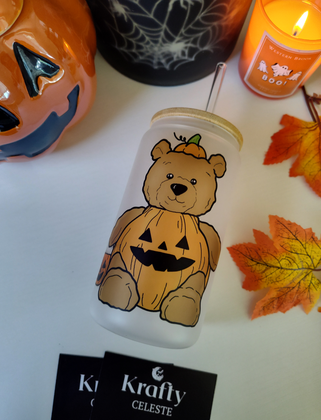 Trick Or Treat Teddy | 16oz Glass Cup