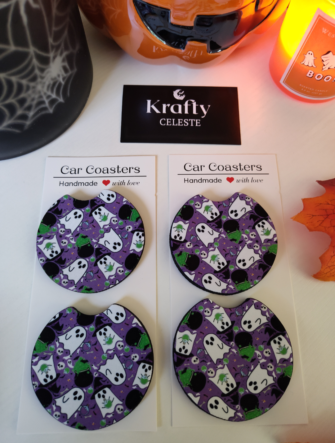Witch Brew Ghosties | Car Coaster Set