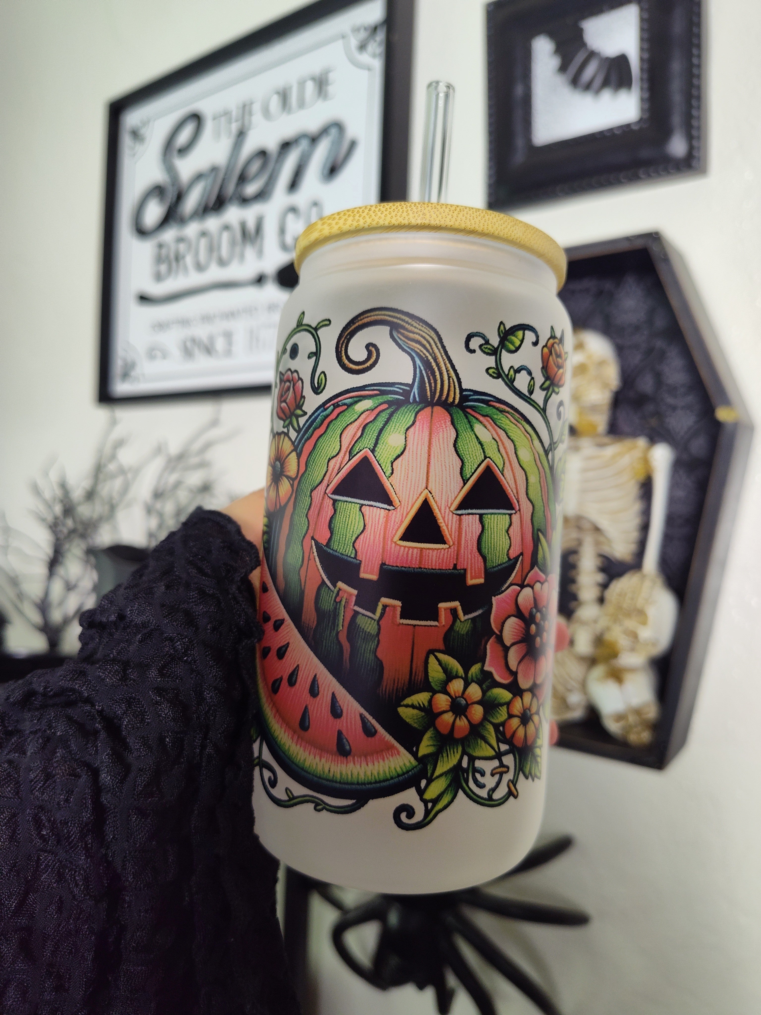 Mel-o-lantern 🍉 | 16oz Glass Cup  ✨Cup Of The Day ✨